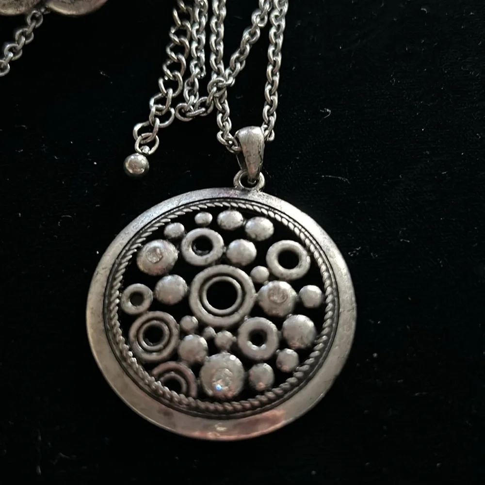 Da Vinci Circles Necklace Earring Set Silver Modern Circles Lead Nickel Free